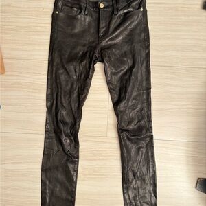 Frame Denim Black Leather Skinny Jeans